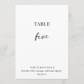 Catholic Saint Wedding Table Number  Kaart (Voorkant)