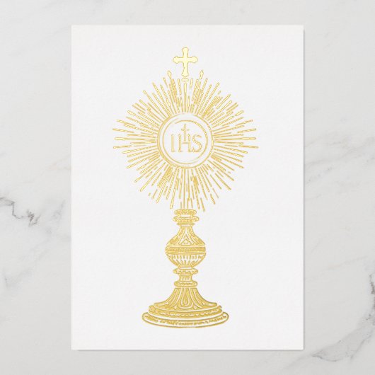 catholic small 5" x 7" Eucharist monstrance  Folie Uitnodiging (Voorkant)