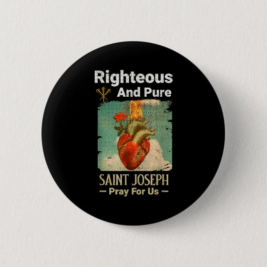 Catholic St. Joseph, Patron Saint Of Fathers, Pray Ronde Button 5,7 Cm (Voorkant)