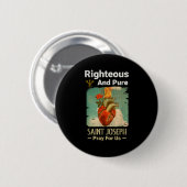 Catholic St. Joseph, Patron Saint Of Fathers, Pray Ronde Button 5,7 Cm (Voorkant /achterkant)