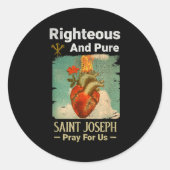 Catholic St. Joseph, Patron Saint Of Fathers, Pray Ronde Sticker (Voorkant)