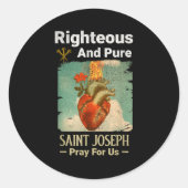 Catholic St. Joseph, Patron Saint Of Fathers, Pray Ronde Sticker (Voorkant)