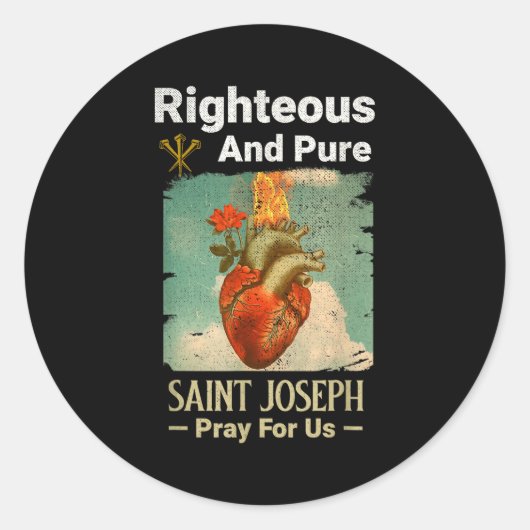 Catholic St. Joseph, Patron Saint Of Fathers, Pray Ronde Sticker (Voorkant)