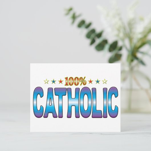 Catholic Star Label v2 Briefkaart (Staand voorkant)