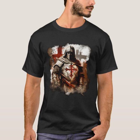 Catholic Templar Knights Medieval T-shirt (Voorkant)