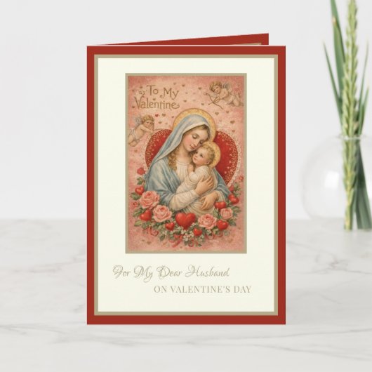 Catholic Valentines Day Husband Mary Jesus Feestdagen Kaart (Voorkant)