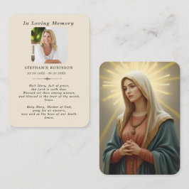 Catholic Virgin Mary Memorial Ivory Prayer Card Visitekaartje