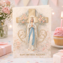 Catholic Virgin Mary Religious Birthday Card