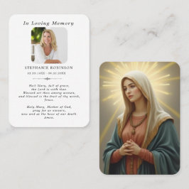 Catholic Virgin Mary Religious Funeral Prayer Card Visitekaartje