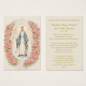 Catholic Wedding Floral Marian Prayer Cards Visitekaartje (Voorkant /achterkant)