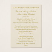 Catholic Wedding Floral Marian Prayer Cards Visitekaartje (Achterkant)