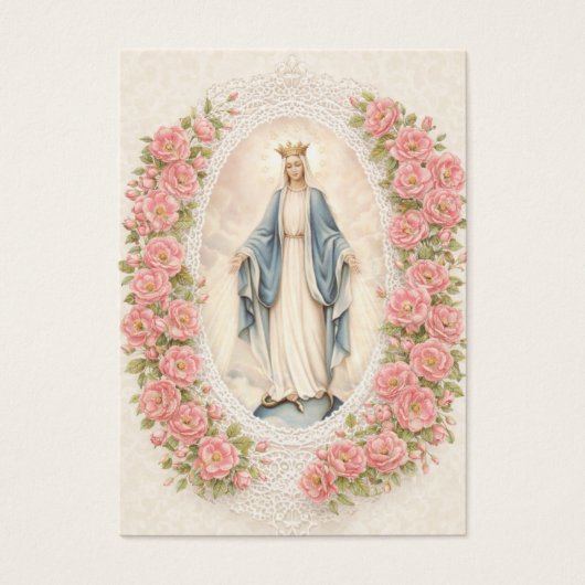 Catholic Wedding Floral Marian Prayer Cards Visitekaartje (Voorkant)