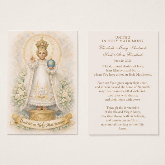 Catholic Wedding Prayer Card Betrothal Visitekaartje (Voorkant /achterkant)