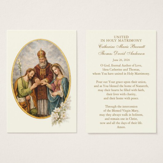 Catholic Wedding Prayer Card Betrothal  Visitekaartje (Voorkant /achterkant)