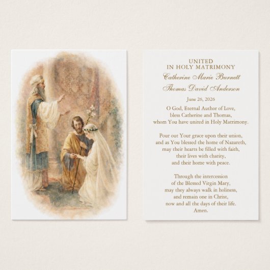 Catholic Wedding Prayer Card Betrothal  Visitekaartje (Voorkant /achterkant)
