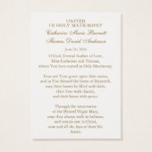 Catholic Wedding Prayer Card Betrothal  Visitekaartje (Achterkant)