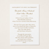 Catholic Wedding Prayer Card  Gold Cross Visitekaartje (Achterkant)