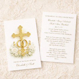 Catholic Wedding Prayer Card  Gold Cross Visitekaartje