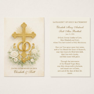 Catholic Wedding Prayer Card  Gold Cross Visitekaartje