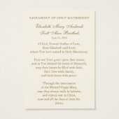 Catholic Wedding Prayer Card  Gold Cross Visitekaartje (Achterkant)