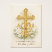 Catholic Wedding Prayer Card  Gold Cross Visitekaartje (Voorkant)