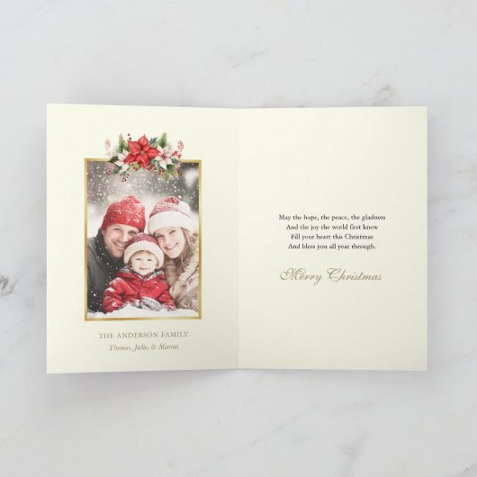 Catholic with Gold Monstrance Poinsettias Photo Feestdagen Kaart (Binnen)