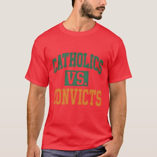 Catholics Vs. Convicts Retro Distressed Style 1988 T-shirt (Voorkant)