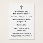 CATHOLIE NUN PROFESSIE VAN STEMMEN HOLY KAART (Achterkant)