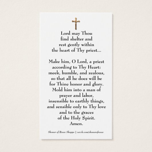 CATHOLIEKE PRAYER VOOR DE PRIESTEN VISITEKAARTJE (Achterkant)