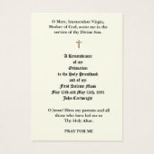 CATHOLIEKE PRIEST ORDINATION HOLY KAARTEN VISITEKAARTJE (Achterkant)