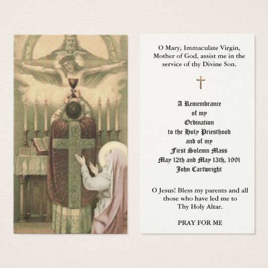 CATHOLIEKE PRIEST ORDINATION HOLY KAARTEN VISITEKAARTJE (Voorkant /achterkant)