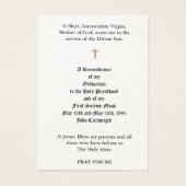 CATHOLIEKE PRIEST ORDINATION HOLY KAARTEN VISITEKAARTJE (Achterkant)