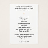 CATHOLIEKE PRIEST ORDINATION HOLY KAARTEN VISITEKAARTJE (Achterkant)