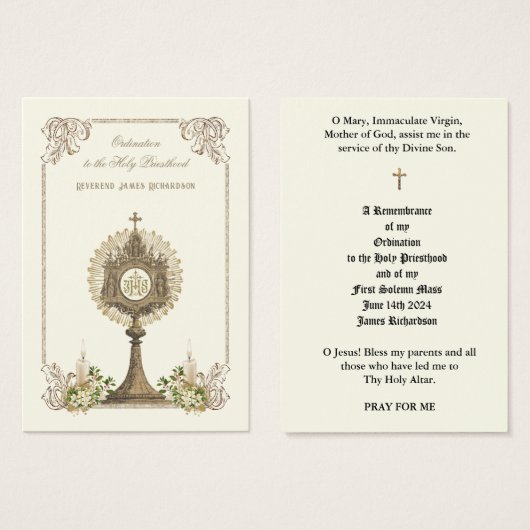 CATHOLIEKE PRIEST ORDINATION HOLY KAARTEN VISITEKAARTJE (Voorkant /achterkant)