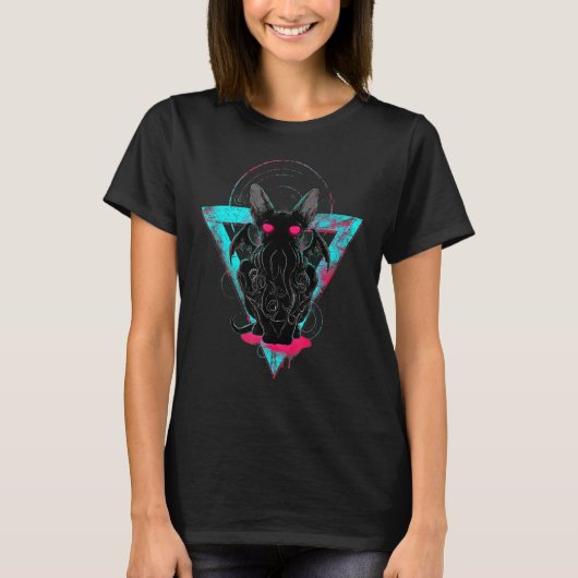 Cathulhu Grappige Duivel Kat T-shirt (Voorkant)