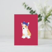 Cathy de Patriottische Amerikaanse 4 juli Corgi Briefkaart (Staand voorkant)
