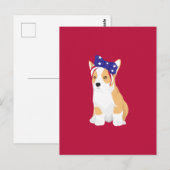 Cathy de Patriottische Amerikaanse 4 juli Corgi Briefkaart (Voorkant / Achterkant)