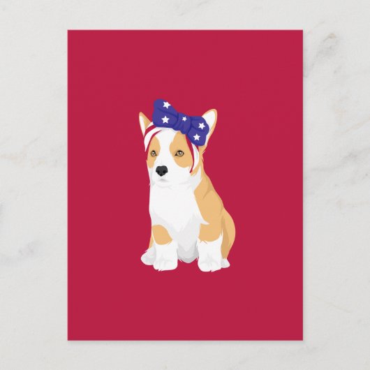 Cathy de Patriottische Amerikaanse 4 juli Corgi Briefkaart (Voorkant)