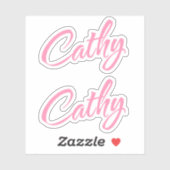 Cathy Decoratieve Naam in Roze x2 Sticker (Vel)