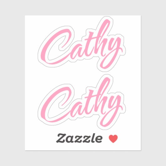 Cathy Decoratieve Naam in Roze x2 Sticker (Vel)