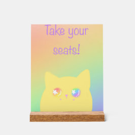 Caticorn acryl bord voor verjaardagsfeestje
