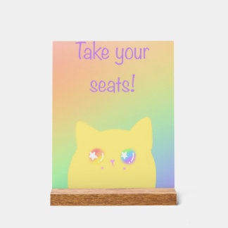 Caticorn acryl bord voor verjaardagsfeestje