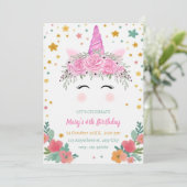Caticorn Birthday Invitation cati corn invite Kaart (Staand voorkant)