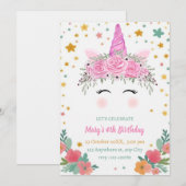 Caticorn Birthday Invitation cati corn invite Kaart (Voorkant / Achterkant)
