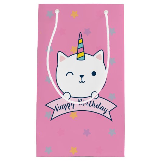 Caticorn | Cadeaubag | Roze Klein Cadeauzakje (Voorkant)