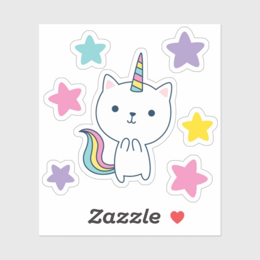 Caticorn Custom-Cut Vinyl Sticker (Vel)