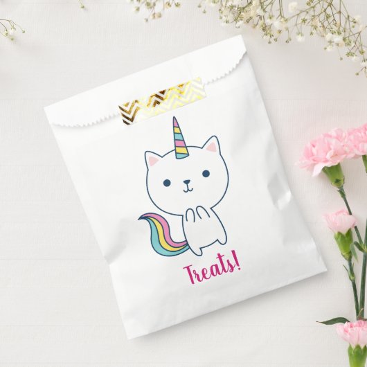 Caticorn | Favor Zak | Wit Bedankzakje (Gezegeld)
