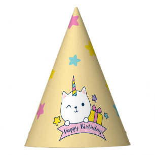 Caticorn Feesthoofddeksel Geel Feesthoedjes