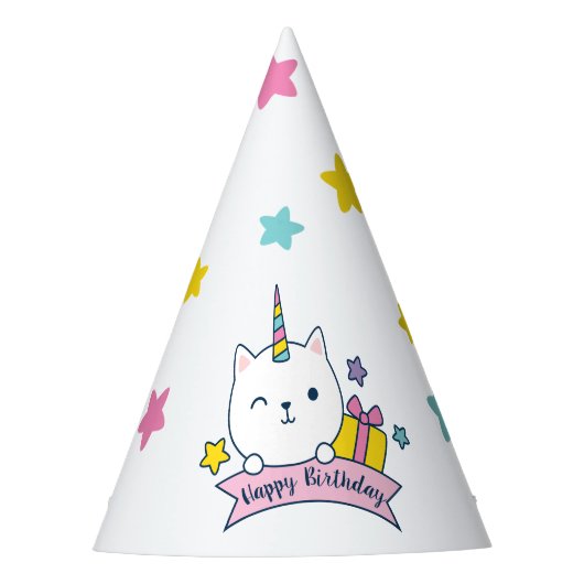 Caticorn | Feesthoofddeksel | Wit Feesthoedjes (Voorkant)