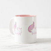 Caticorn in roze tweekleurige koffiemok (Voorkant links)
